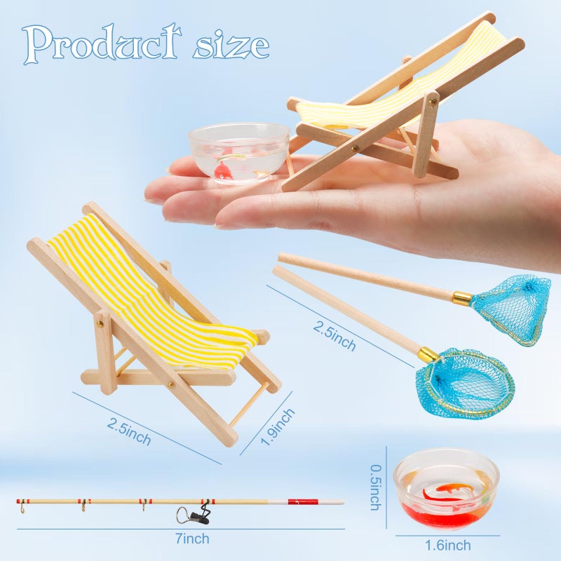 Bbiamsleep 5 Pieces Miniature Fishing Rod Life Scene Decoration Fishing Cake Decoration Fish Cake Topper Fish Bowl Gone Fishing Net Miniature Fishing Accessories - Image 2